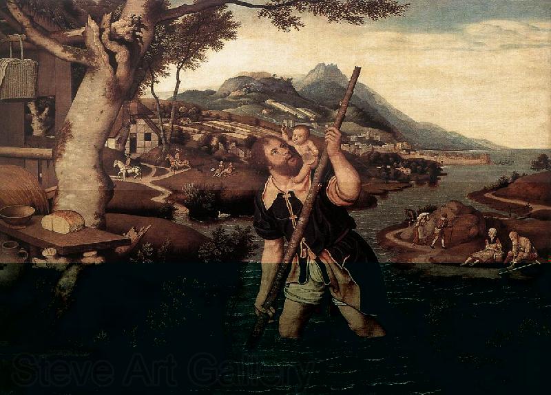 MOSTAERT, Jan Hilly River Landscape with St Christopher g Germany oil painting art
